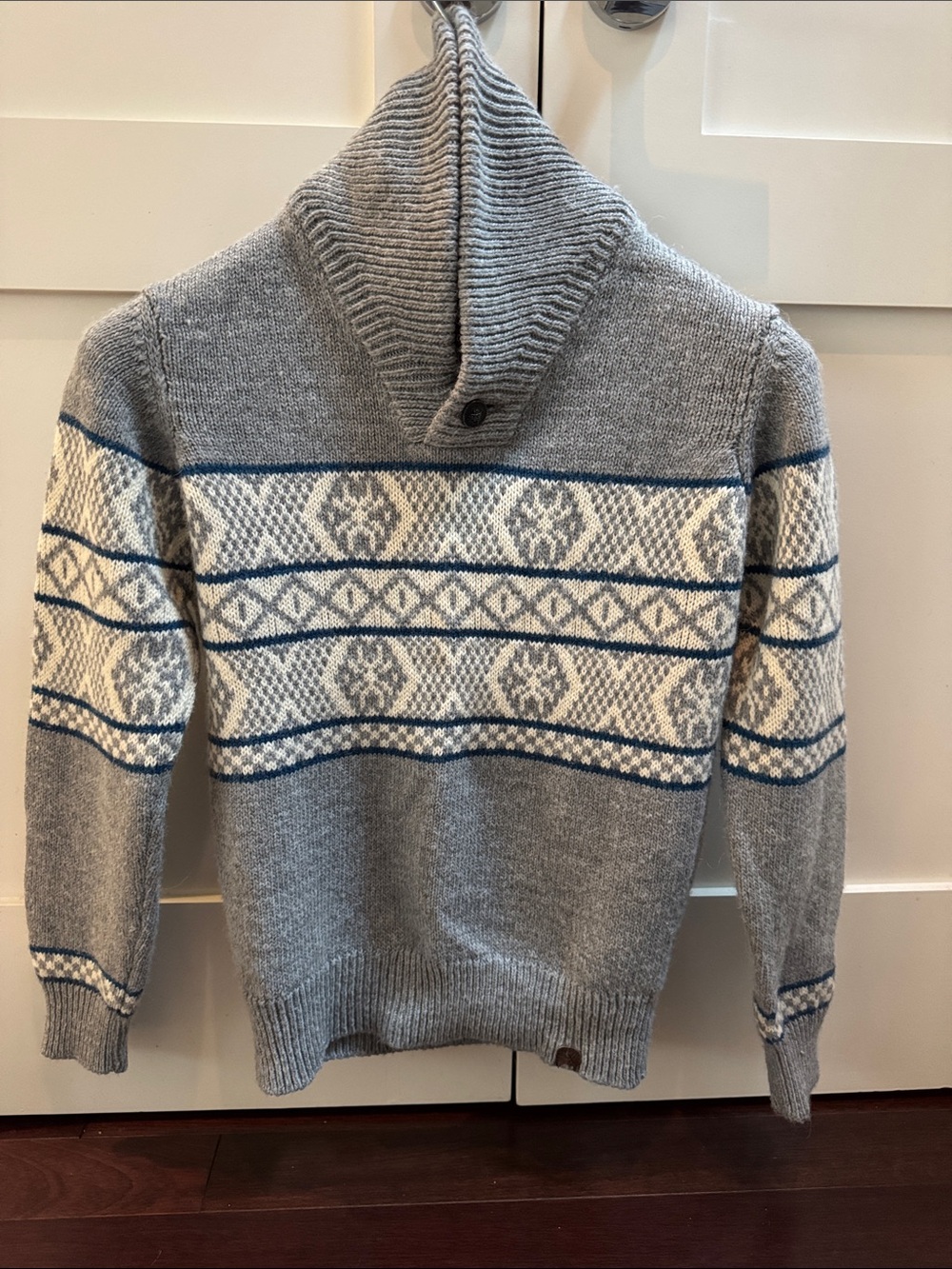Mexx Grey Turtleneck Sweater with Cream and Blue Fair Isle Pattern